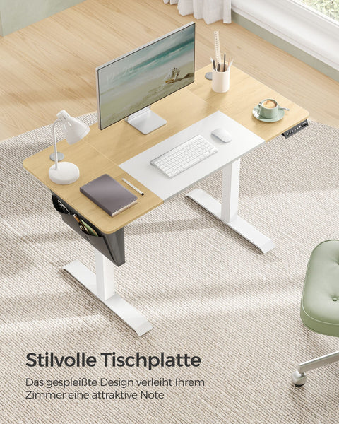 Rootz Electric Standing Desk - Adjustable Desk - Sit Stand Desk - Chipboard Steel Frame - Pastel Yellow-Base White - 60cm x 120cm x (72-120)cm - 1.5cm Table Top - 25.5kg Weight - 80kg Max Load Capacity
