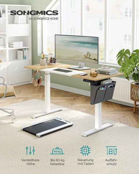 Rootz Electric Standing Desk - Adjustable Desk - Sit Stand Desk - Chipboard Steel Frame - 60cm x 140cm x (72-120)cm - Pastel Yellow-Base White - 1.5cm Table Top - 28kg Weight - 80kg Max Load Capacity