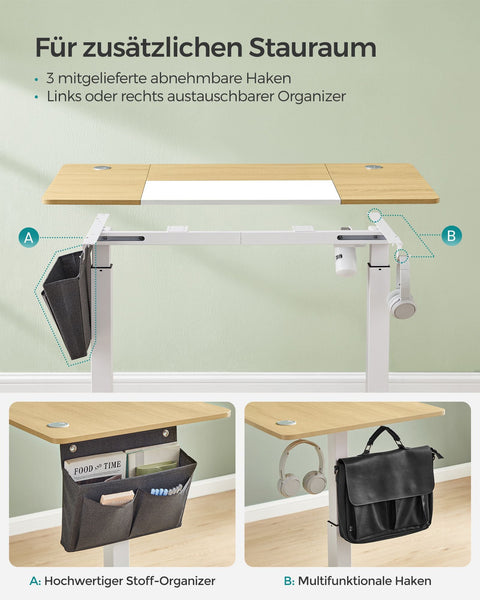 Rootz Electric Standing Desk - Adjustable Desk - Sit Stand Desk - Chipboard Steel Frame - 60cm x 140cm x (72-120)cm - Pastel Yellow-Base White - 1.5cm Table Top - 28kg Weight - 80kg Max Load Capacity