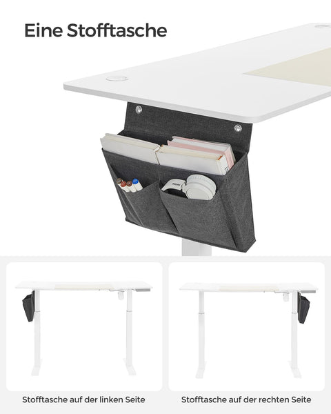 Rootz Electric Standing Desk - White Standing Table - Adjustable Desk - Chipboard Steel Desk - 60cm x 140cm x (72-120)cm - Overheat Protection - Max Load 80kg