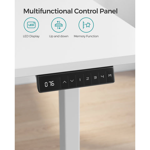 Rootz Electric Standing Desk - White Steel Standing Desk - Adjustable Height Desk - Quiet Motor - 60cm x (107.5-175)cm x (69-115)cm - Max Load 120kg