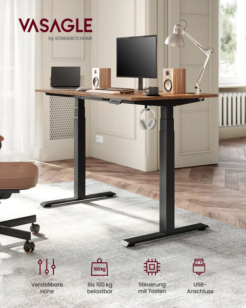 Rootz Electric Standing Desk Converter - Sit Stand Desk - Height Adjustable Desk - Steel Frame - Black - 68cm x (110-180)cm x (60-125)cm - Quiet Operation - Fast Adjustment - 28.3kg - 100kg Capacity