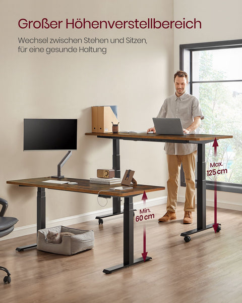 Rootz Electric Standing Desk Converter - Sit Stand Desk - Height Adjustable Desk - Steel Frame - Black - 68cm x (110-180)cm x (60-125)cm - Quiet Operation - Fast Adjustment - 28.3kg - 100kg Capacity