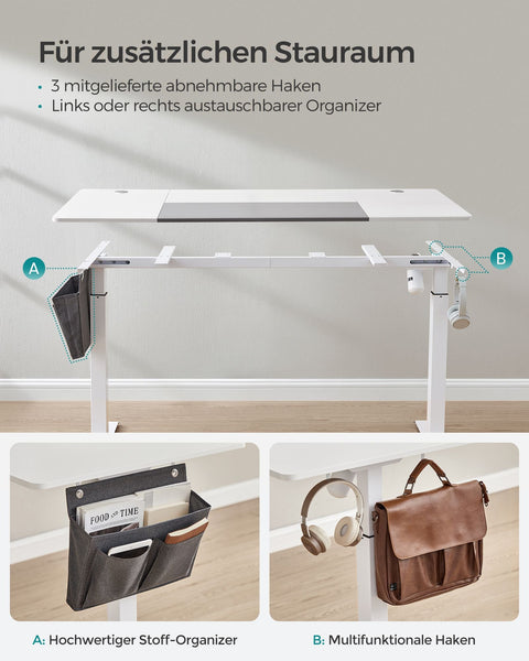 Rootz Electric Standing Desk - Adjustable Desk - Sit Stand Desk - Chipboard Steel Frame - Non-Woven Fabric - 70cm x 160cm x (72-120)cm - White-Dove Gray - 31.2kg - 80kg Max Load