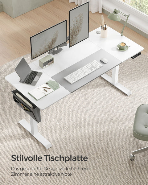 Rootz Electric Standing Desk - Adjustable Desk - Sit Stand Desk - Chipboard Steel Frame - Non-Woven Fabric - 70cm x 160cm x (72-120)cm - White-Dove Gray - 31.2kg - 80kg Max Load