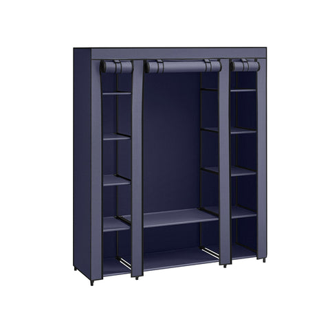 Rootz Navy Blue Fabric Cabinet - Wardrobe Organizer - Storage Unit - Non-Woven Fabric - Metal Tube - PP Plastic Connector - Large Size - Lightweight - Easy Assembly - 45cm x 150cm x 175cm