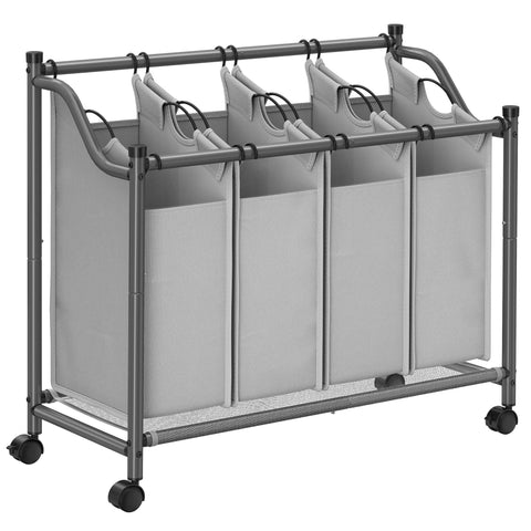 Rootz Laundry Trolley - Laundry Cart - Clothes Hamper - High Quality - Quick Laundry Collection - Sorting Bags - 87.5cm x 38.5cm x (67-81)cm