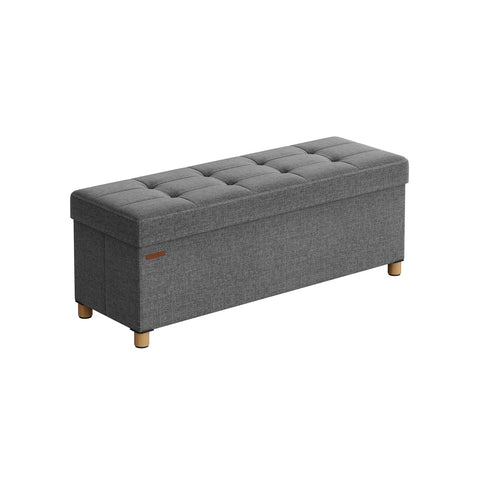 Rootz Storage Bench - Ottoman - Foldable Chair - Imitation Linen - Foam - MDF - 38cm x 110cm x 40cm - 10kg - 300kg Capacity