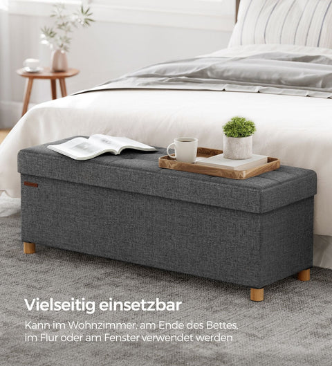 Rootz Storage Bench - Ottoman - Foldable Chair - Imitation Linen - Foam - MDF - 38cm x 110cm x 40cm - 10kg - 300kg Capacity