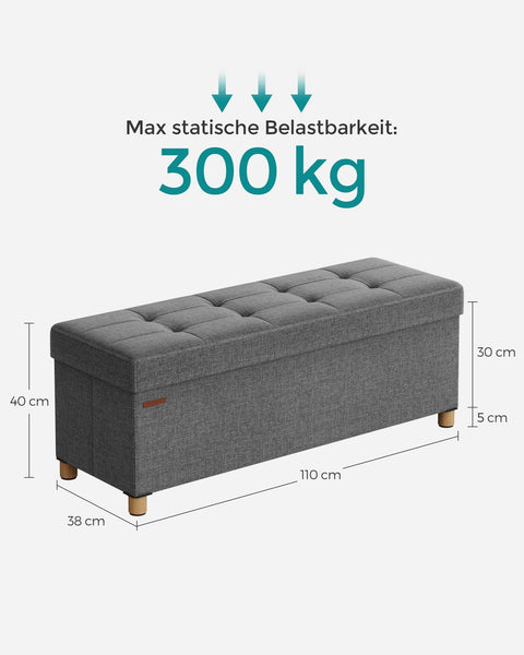 Rootz Storage Bench - Ottoman - Foldable Chair - Imitation Linen - Foam - MDF - 38cm x 110cm x 40cm - 10kg - 300kg Capacity
