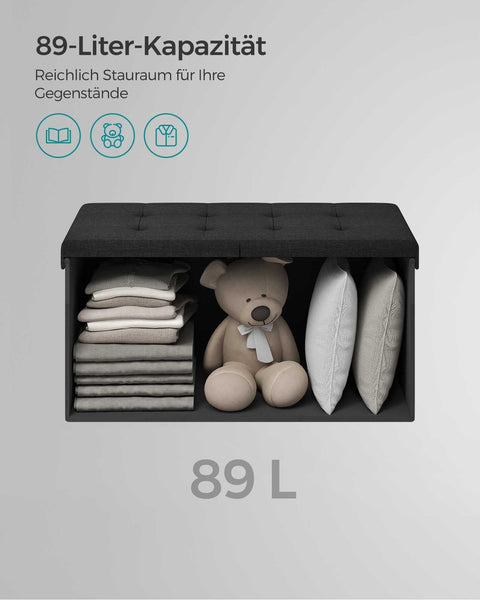 Rootz Seat Chest - Storage Ottoman - Upholstered Bench - MDF Construction - Imitation Linen - Foam Padding - 38cm x 76cm x 38cm