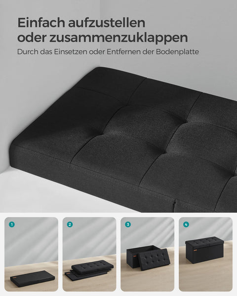 Rootz Seat Chest - Storage Ottoman - Upholstered Bench - MDF Construction - Imitation Linen - Foam Padding - 38cm x 76cm x 38cm