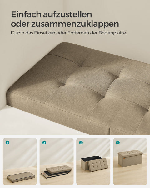 Rootz Seat Chest Storage Ottoman - Camel Brown - MDF Ottoman - Imitation Linen - Foam Padded - Large Storage Capacity - Sturdy Construction - Versatile Design - 38cm x 76cm x 38cm