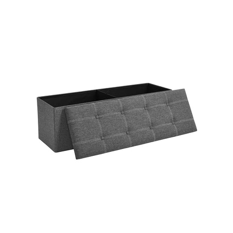 Rootz Seat Chest Ottoman - Storage Bench - Dark Gray - MDF - Imitation Linen - Foam - Large Storage Capacity - Sturdy Construction - Versatile Use - 110cm x 38cm x 38cm
