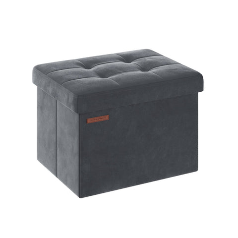 Rootz Velvet Seat Chest - Storage Ottoman - Footrest - MDF Construction - 32L Capacity - 31cm x 41cm x 31cm - Slate Gray