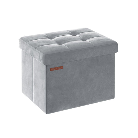Rootz Velvet Seat Chest - Storage Ottoman - Upholstered Bench - MDF Construction - Dove Gray - 31cm x 41cm x 31cm - Lightweight - Spacious - Sturdy