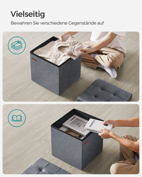 Rootz Velvet Seat Chest - Storage Ottoman - Footrest - MDF Frame - 43L Capacity - 38cm x 38cm x 38cm