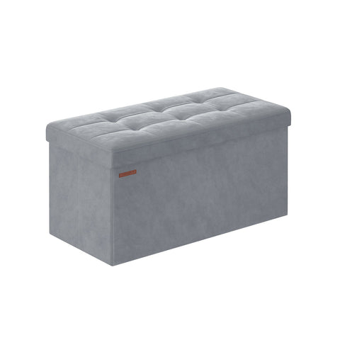 Rootz Dove Gray Velvet Seat Chest - Storage Ottoman - Upholstered Bench - MDF Construction - 38cm x 76cm x 38cm - 5.6kg - 300kg Capacity - 89L Storage