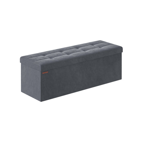 Rootz Velvet Seat Chest - Storage Ottoman - Upholstered Bench - MDF Construction - 38cm x 110cm x 38cm - Slate Gray - 131L Capacity - 300kg Max Load