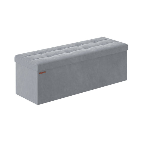Rootz Dove Gray Velvet Seat Chest - Storage Ottoman - Upholstered Bench - MDF Construction - 38cm x 110cm x 38cm - Lightweight - Spacious - Sturdy