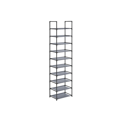 Rootz Shoe Rack - Gray Shoe Organizer - Narrow Storage Shelves - Non-Woven Fabric - Metal Tubes - 28cm x 45cm x 173cm