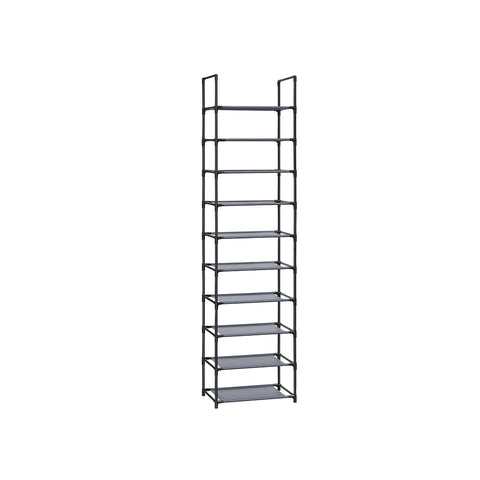 Rootz Gray Shoe Rack Organizer - Storage Rack - Shoe Stand - Non-Woven Fabric Shelves - Metal Tubes - Plastic Connectors - Space Saving - Easy Assembly - Lightweight - 28cm x 45cm x 173cm