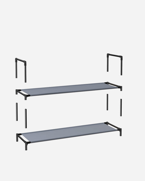 Rootz Shoe Rack - Gray Shoe Organizer - Narrow Storage Shelves - Non-Woven Fabric - Metal Tubes - 28cm x 45cm x 173cm