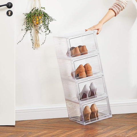 Rootz 12 Piece Set Shoe Box Organizer - Storage Container - Stackable Boxes - PP and ABS Plastic - 27cm x 34.5cm x 19cm