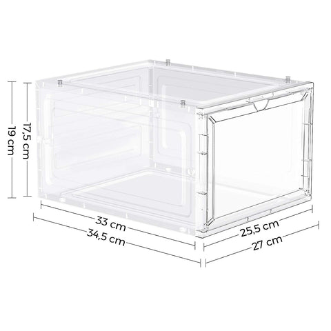 Rootz 12 Piece Set Shoe Box Organizer - Storage Container - Stackable Boxes - PP and ABS Plastic - 27cm x 34.5cm x 19cm