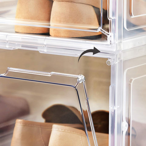Rootz 12 Piece Set Shoe Box Organizer - Storage Container - Stackable Boxes - PP and ABS Plastic - 27cm x 34.5cm x 19cm