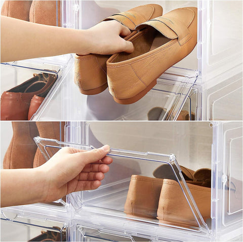 Rootz 12 Piece Set Shoe Box Organizer - Storage Container - Stackable Boxes - PP and ABS Plastic - 27cm x 34.5cm x 19cm