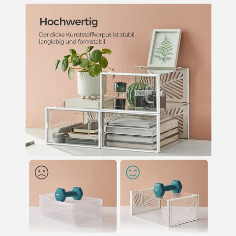 Rootz 18 Pack Transparent White Shoe Boxes - Storage Containers - Shoe Organizers - PET Body - ABS Frame - 33.5cm x 23cm x 14cm