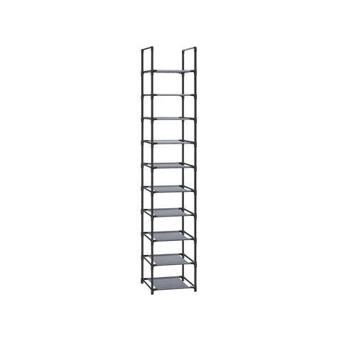 Rootz Gray Shoe Rack Organizer - Storage Rack - Shoe Stand - Non-Woven Fabric Shelves - Metal Tubes - Plastic Connectors - Space Saving - Easy Assembly - Lightweight - 33cm x 33cm x 173cm