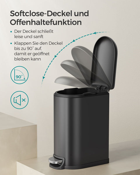 Rootz 10L Steel Cosmetic Bin - Makeup Organizer - Waste Bin - Durable Construction - Stylish Design - Easy to Clean - 34.5cm x 18.5cm x 39cm