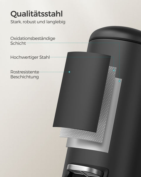 Rootz 10L Steel Cosmetic Bin - Makeup Organizer - Waste Bin - Durable Construction - Stylish Design - Easy to Clean - 34.5cm x 18.5cm x 39cm
