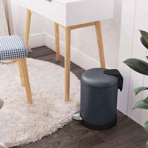 Rootz Trash Can With Lid - Trash Bin - Soft Close Function - Kitchen Garbage Bin - Compact Garbage Bin - Steel - Smoke Gray - 16.8 x 24.2 x 24.3 cm (L x W x H)