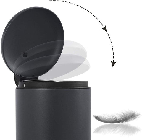 Rootz Trash Can With Lid - Trash Bin - Soft Close Function - Kitchen Garbage Bin - Compact Garbage Bin - Steel - Smoke Gray - 16.8 x 24.2 x 24.3 cm (L x W x H)