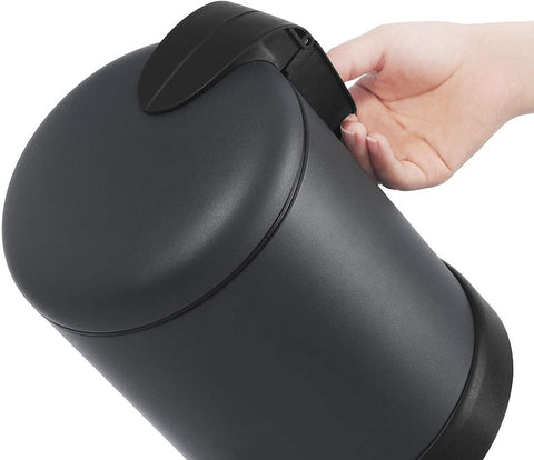 Rootz Trash Can With Lid - Trash Bin - Soft Close Function - Kitchen Garbage Bin - Compact Garbage Bin - Steel - Smoke Gray - 16.8 x 24.2 x 24.3 cm (L x W x H)