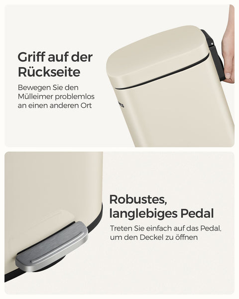 Rootz Trash Can - Garbage Bin - Waste Basket - Soft-Close Lid - Inner Bin - 40cm x 30cm x 50cm