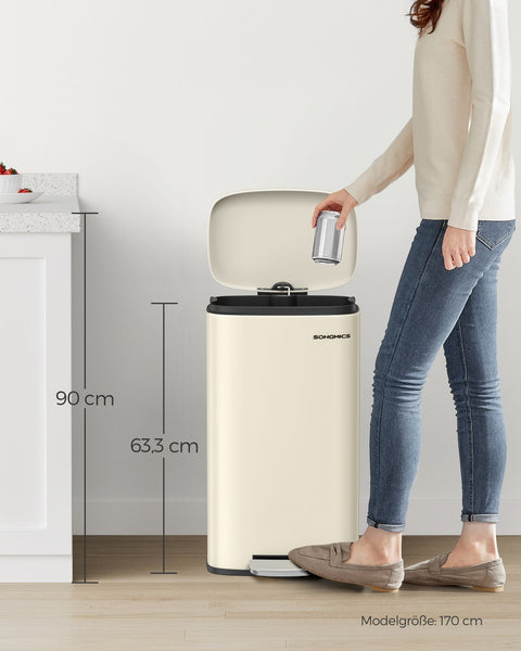 Rootz Trash Can - Garbage Bin - Waste Basket - Soft-Close Lid - Inner Bin - 40cm x 30cm x 50cm