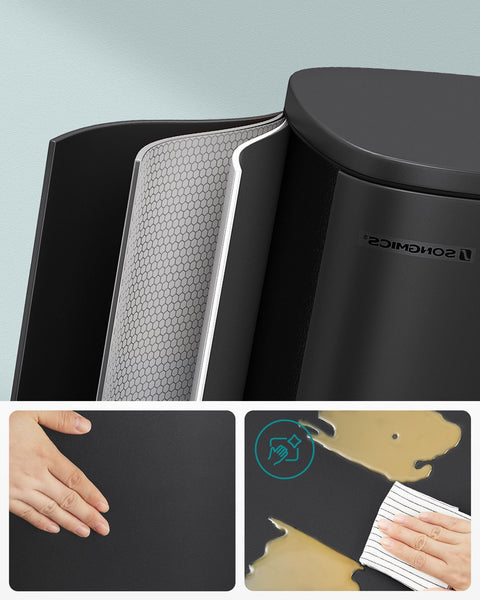 Rootz 50L Black Steel Trash Can - Garbage Bin - Waste Basket - Durable Construction - Hands-Free Operation - Odor Control - 42.5cm x 31.8cm x 65.7cm