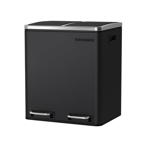 Rootz Dual Compartment Pedal Bin - Trash Can - Waste Bin - Steel Construction - Hygienic - Puppy and Child Safe - 41cm x 36cm x 73.5cm