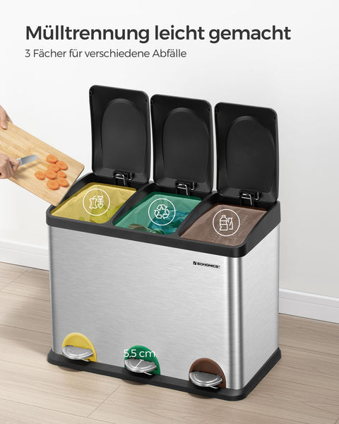 Rootz Garbage Collector - Trash Bin - Waste Disposal - Eco-Friendly - Stainless Steel - 60cm x 48cm x 33cm