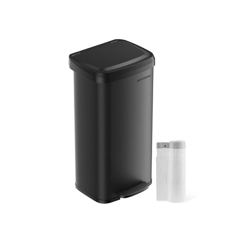 Rootz Metal Kitchen Trash Can - Garbage Bin - Waste Receptacle - Durable Construction - 68 liters - Black Lid - 45.7cm x 36.8cm x 68.6cm