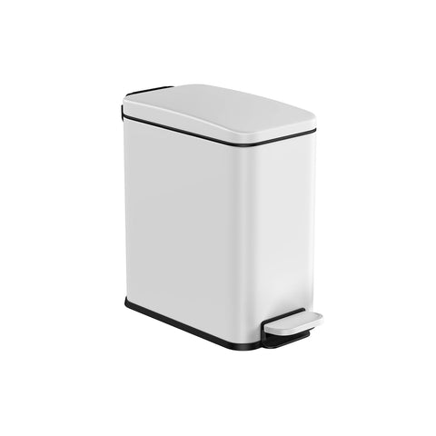 Rootz White Steel Cosmetic Bin - Makeup Organizer - Waste Bin - Durable Construction - Compact Size - Easy to Clean - 29.9cm x 14.4cm x 29cm