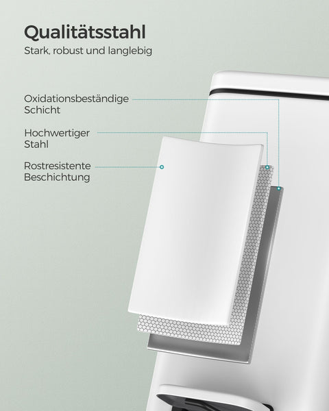 Rootz White Steel Cosmetic Bin - Makeup Organizer - Waste Bin - Durable Construction - Compact Size - Easy to Clean - 29.9cm x 14.4cm x 29cm