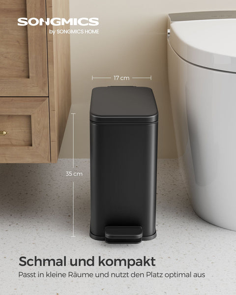 Rootz 10L Black Cosmetic Bin - Makeup Organizer - Waste Bin - Steel Outer Container - PP Plastic Inner Bucket - ABS Plastic Base - 38.4cm x 17cm x 35cm - Large Capacity - Lightweight - Stylish Design