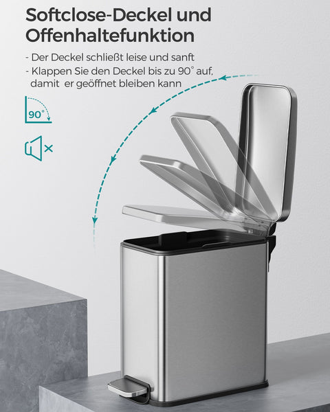 Rootz Silver Cosmetic Bin - Makeup Organizer - Beauty Storage - Steel Outer Container - PP Plastic Inner Bucket - ABS Plastic Base - 38.4cm x 17cm x 35cm - 10L Capacity - 1.9kg - 29.2cm x 16cm x 30.4cm Inner Bucket Size