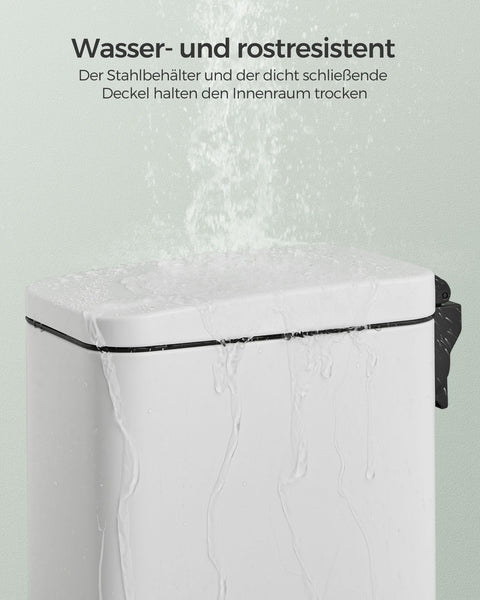 Rootz 10L White Cosmetic Bin - Steel Outer Container - PP Plastic Inner Bucket - ABS Plastic Base - Compact Size - Easy to Clean - Durable Construction - 38.4cm x 17cm x 35cm
