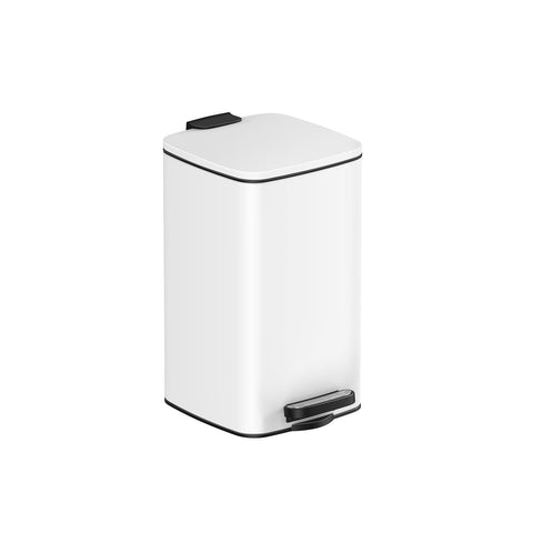 Rootz White Cosmetic Bin - Makeup Organizer - Bathroom Trash Can - Steel Outer Container - PP Plastic Inner Bucket - ABS Plastic Base - 23.9cm x 19.3cm x 33.5cm - 8 Liter Capacity - Lightweight 1.1kg